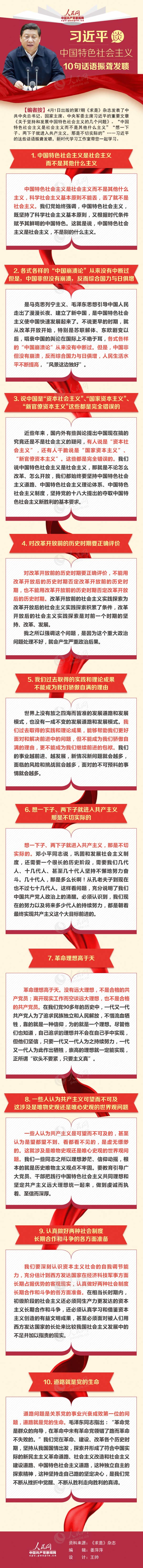 图解：习近平谈中国特色社会主义 10句话语振聋发聩
